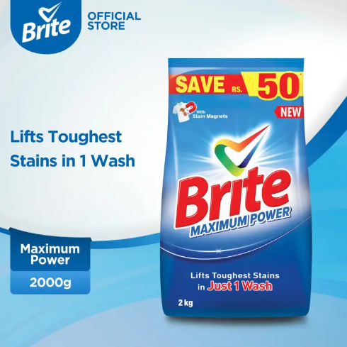 Brite Maximum Power 2kg – Detergent Washing Powder