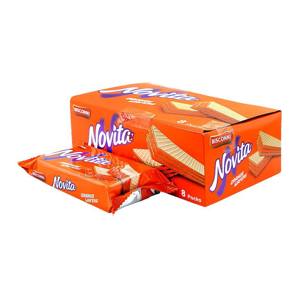 Bisconni Novita Orange Wafers 8 Packs Box