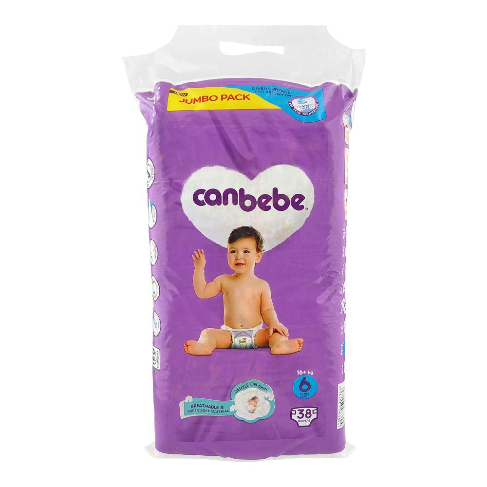 Canbebe Diapers Jumbo No.6 Extra Large 16+Kg 38Pcs