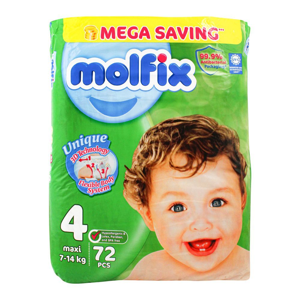 Molfix Diapers No.4 Maxi 7-14 Kg 72Pcs Mega Pack
