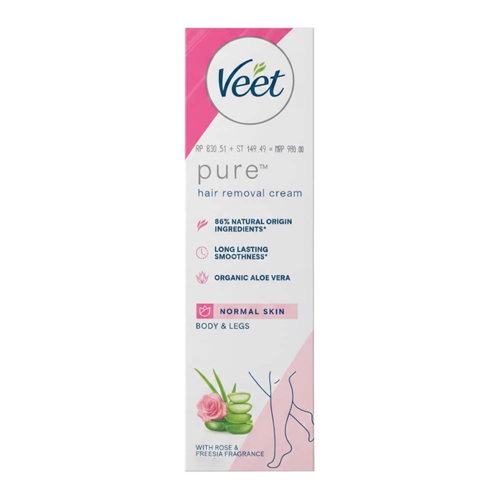 Veet Pure Hair Removal Cream with Rose & Freesia Fragrance for Normal Skin Body & Legs 100gm