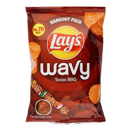 Lays Wavy Texas BBQ Flavored Potato Chips 45gm