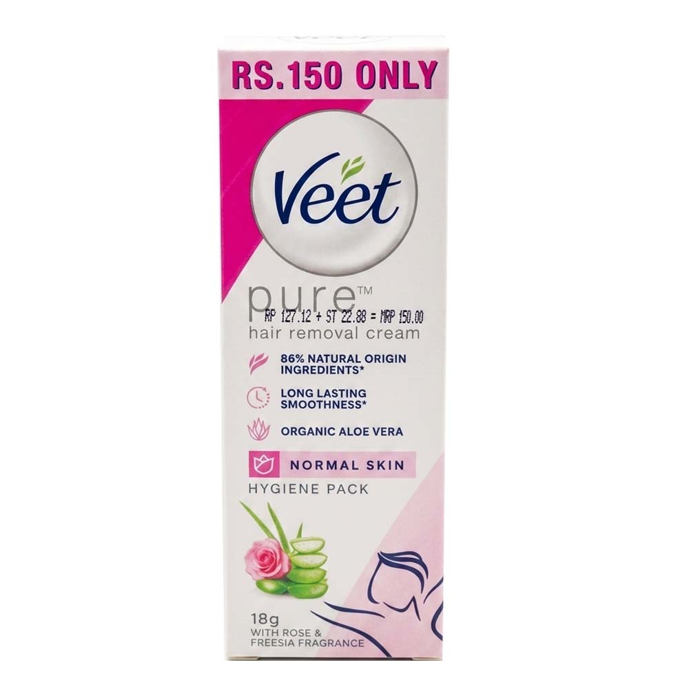 Veet Pure Hair Removal Cream with Rose & Freesia Fragrance for Normal Skin 18gm