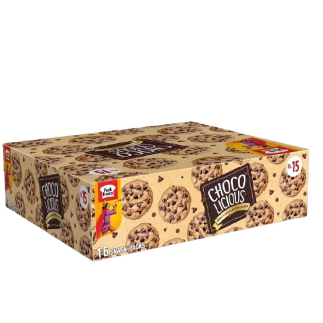 Peek Freans Choco Licious Vanilla Chocolate Chip Cookies 16 Snack Packs Box