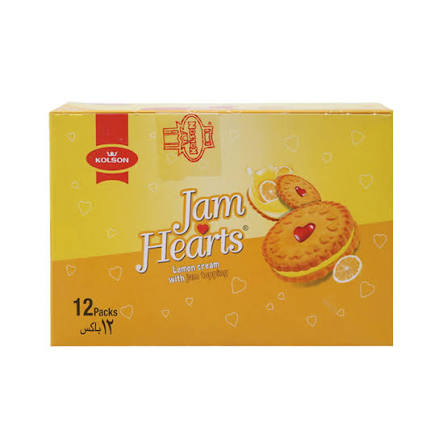Kolson Jam Hearts Biscuit Lemon Cream with Jam Topping 12 Packs Box