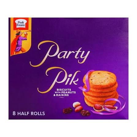 Peek Freans Party Pik Biscuits With Peanuts & Raisins 8 Half Rolls Box