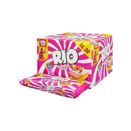 Peek Freans Rio Strawberry & Vanilla Biscuits 12 Munch Packs Box